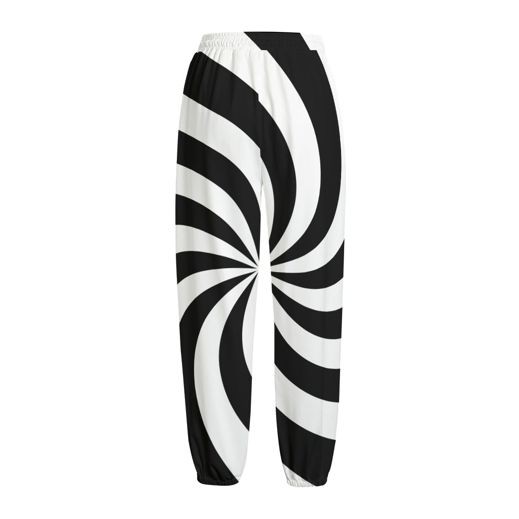 Swirl Optical Illusion Print Fleece Lined Knit Pants