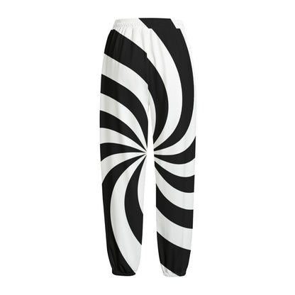 Swirl Optical Illusion Print Fleece Lined Knit Pants
