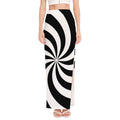 Swirl Optical Illusion Print High Slit Maxi Skirt