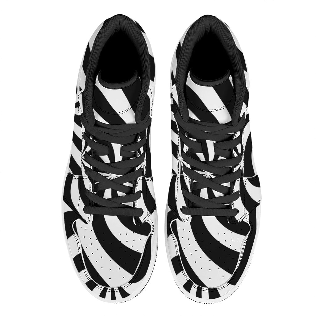 Swirl Optical Illusion Print High Top Leather Sneakers