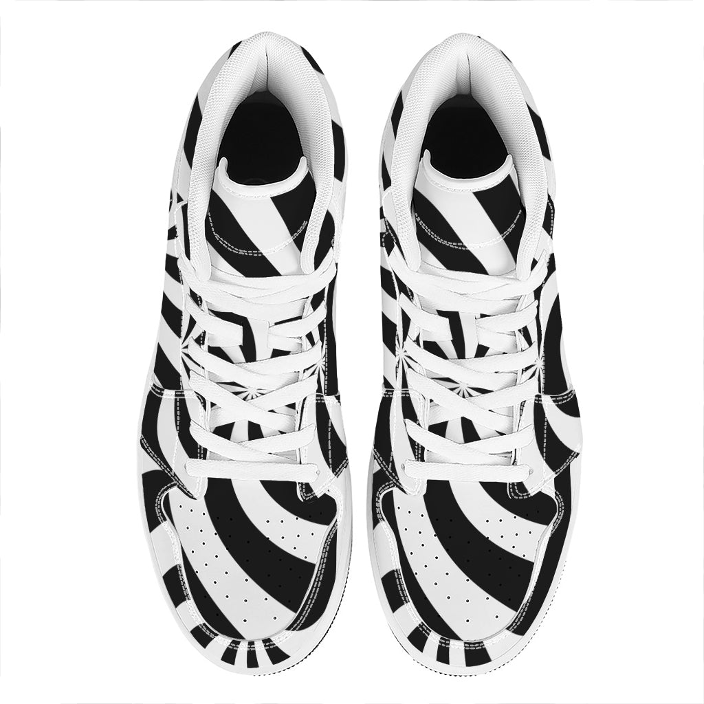 Swirl Optical Illusion Print High Top Leather Sneakers