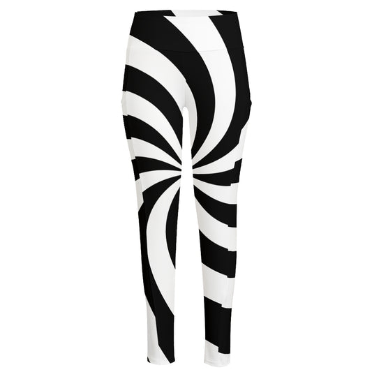Swirl Optical Illusion Print High-Waisted Pocket Leggings