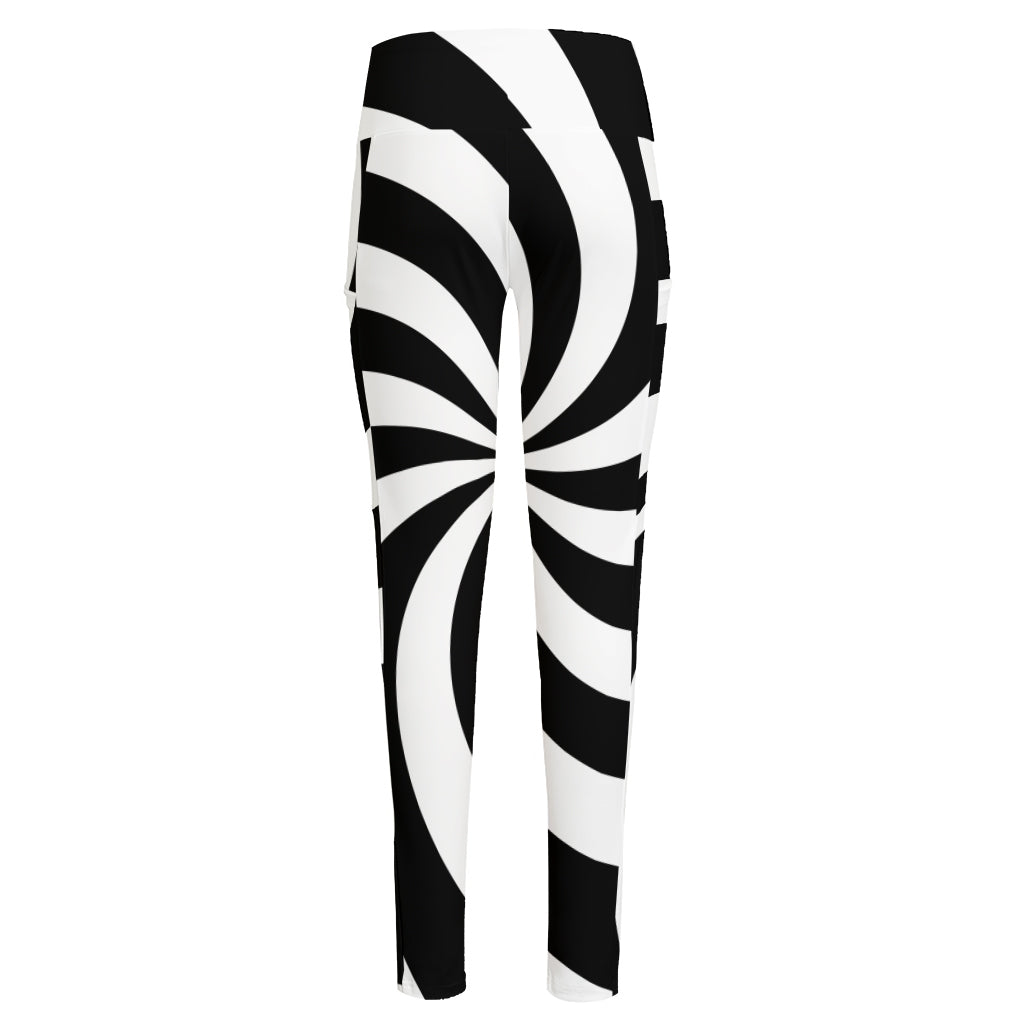 Swirl Optical Illusion Print High-Waisted Pocket Leggings