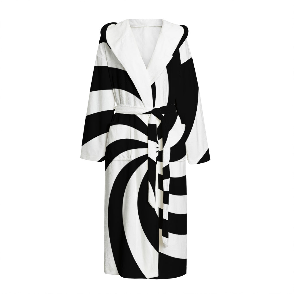 Swirl Optical Illusion Print Hooded Bathrobe