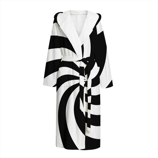 Swirl Optical Illusion Print Hooded Bathrobe