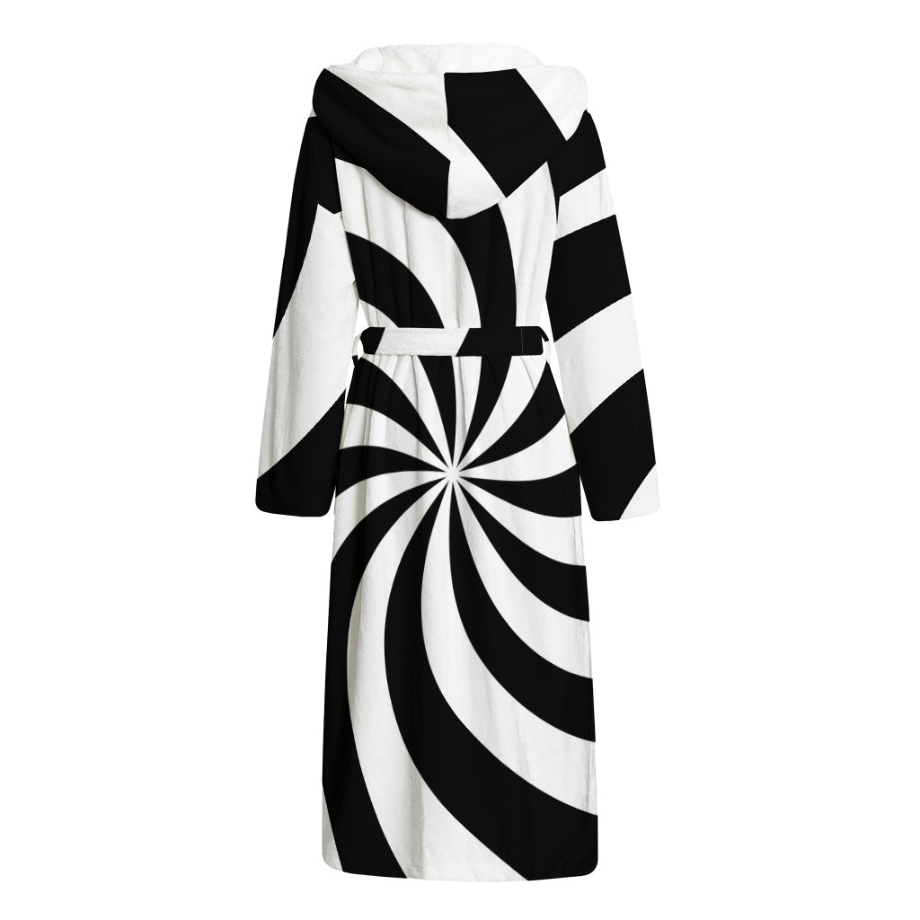 Swirl Optical Illusion Print Hooded Bathrobe