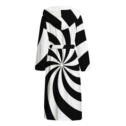 Swirl Optical Illusion Print Hooded Bathrobe