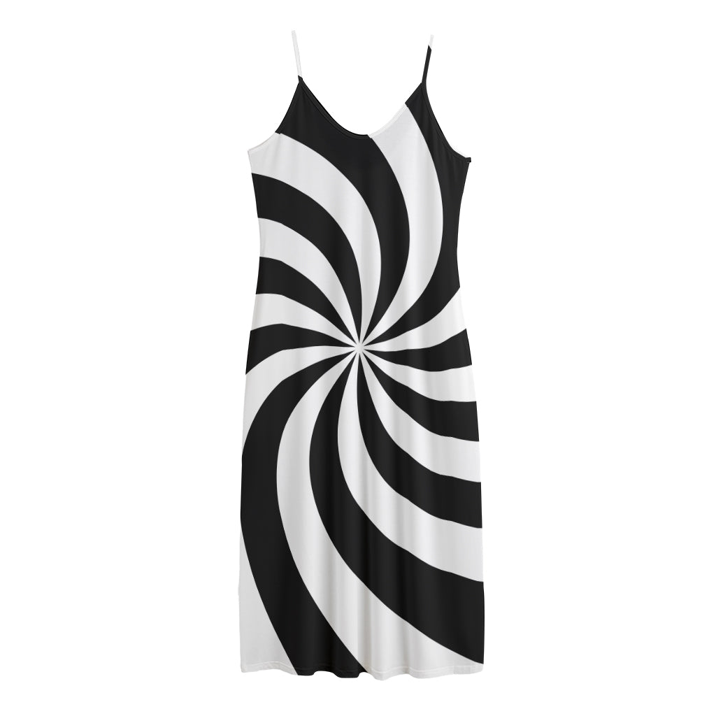 Swirl Optical Illusion Print Jersey Midi Cami Dress