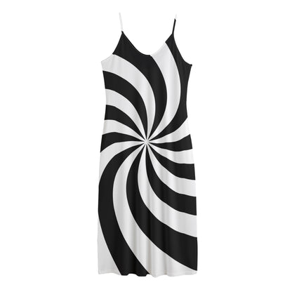 Swirl Optical Illusion Print Jersey Midi Cami Dress