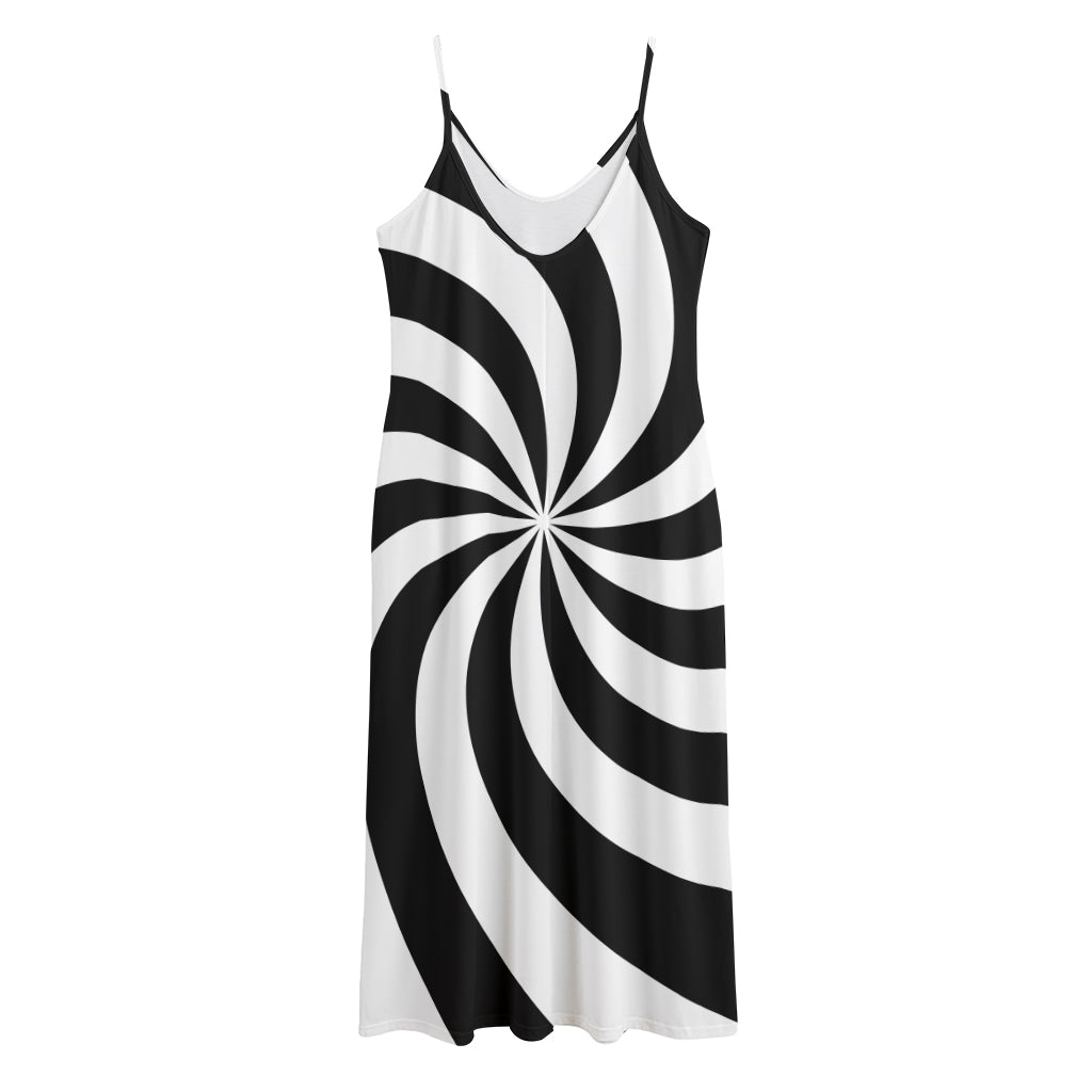 Swirl Optical Illusion Print Jersey Midi Cami Dress