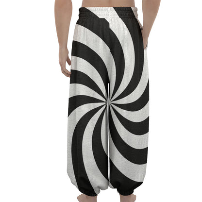 Swirl Optical Illusion Print Lantern Pants