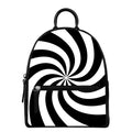 Swirl Optical Illusion Print Leather Backpack
