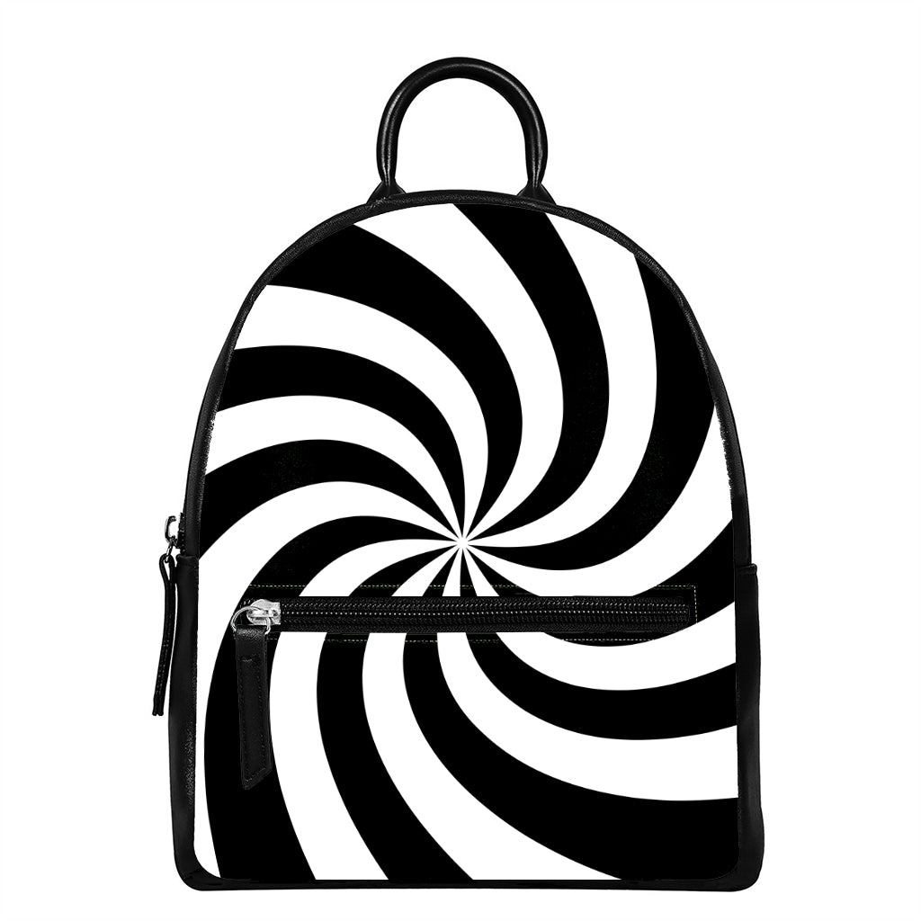 Swirl Optical Illusion Print Leather Backpack