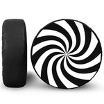 Swirl Optical Illusion Print Leather Spare Tire Cover