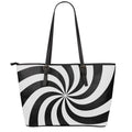 Swirl Optical Illusion Print Leather Tote Bag With Zipper