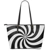 Swirl Optical Illusion Print Leather Tote Bag