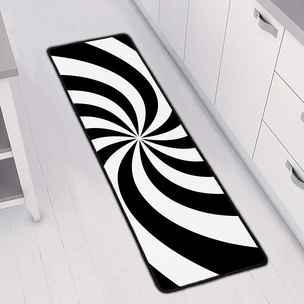 Swirl Optical Illusion Print Long Kitchen Mat