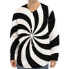 Swirl Optical Illusion Print Long Sleeve Baseball Jersey