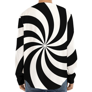 Swirl Optical Illusion Print Long Sleeve Baseball Jersey