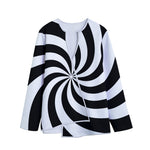 Swirl Optical Illusion Print Long Sleeve Short Coat