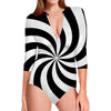 Swirl Optical Illusion Print Long Sleeve Swimsuit