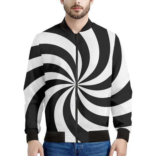 Swirl Optical Illusion Print Men's Bomber Jacket