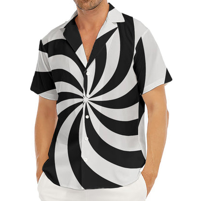 Swirl Optical Illusion Print Men's Deep V-Neck Shirt