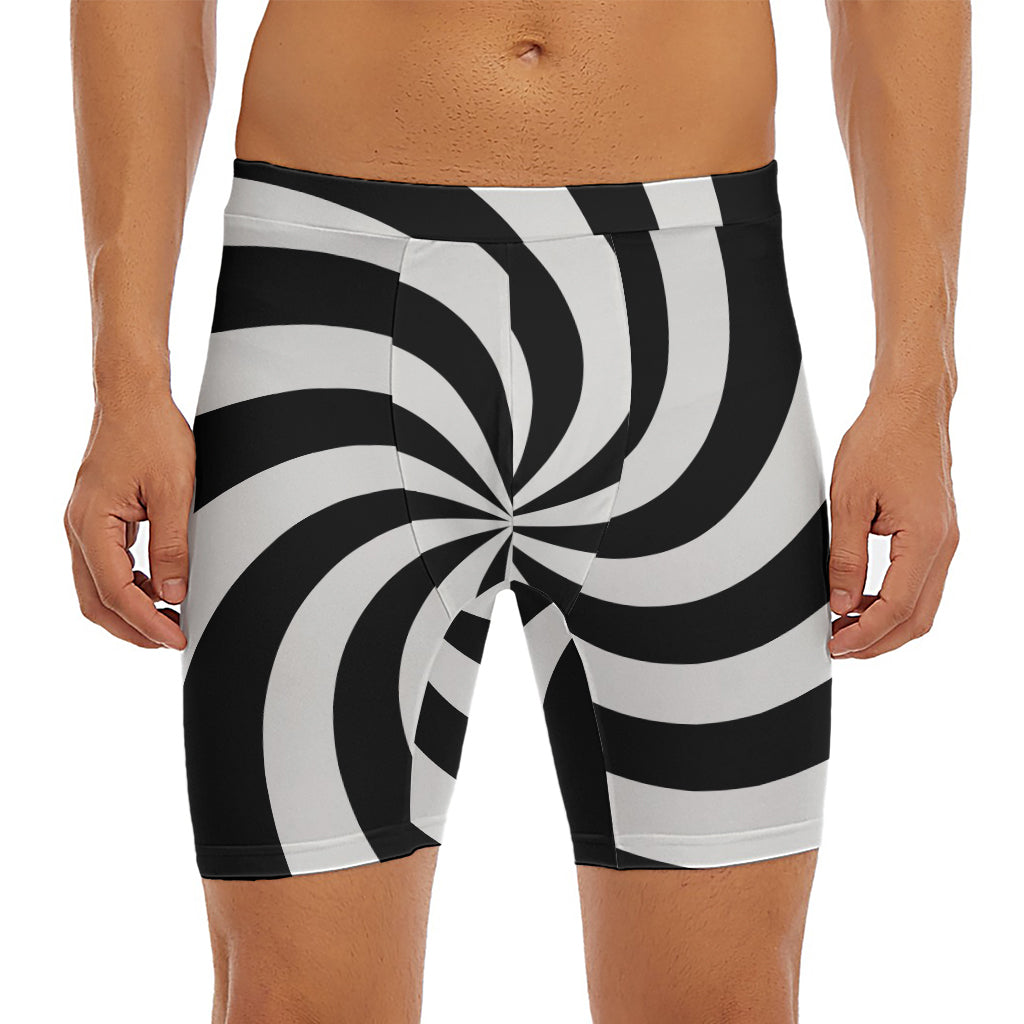 Swirl Optical Illusion Print Men's Long Boxer Briefs