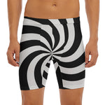 Swirl Optical Illusion Print Men's Long Boxer Briefs