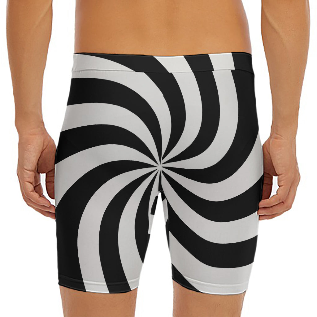 Swirl Optical Illusion Print Men's Long Boxer Briefs
