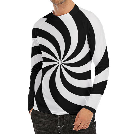 Swirl Optical Illusion Print Men's Long Sleeve Rash Guard