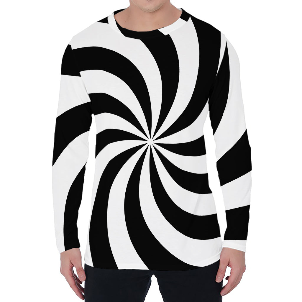 Swirl Optical Illusion Print Men's Long Sleeve T-Shirt