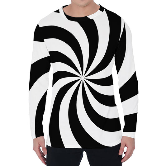 Swirl Optical Illusion Print Men's Long Sleeve T-Shirt