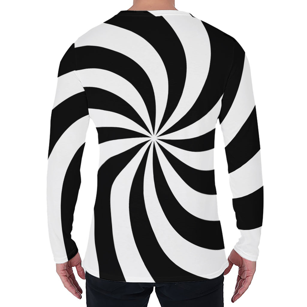 Swirl Optical Illusion Print Men's Long Sleeve T-Shirt