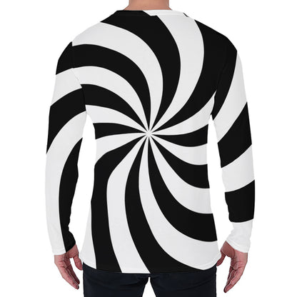 Swirl Optical Illusion Print Men's Long Sleeve T-Shirt