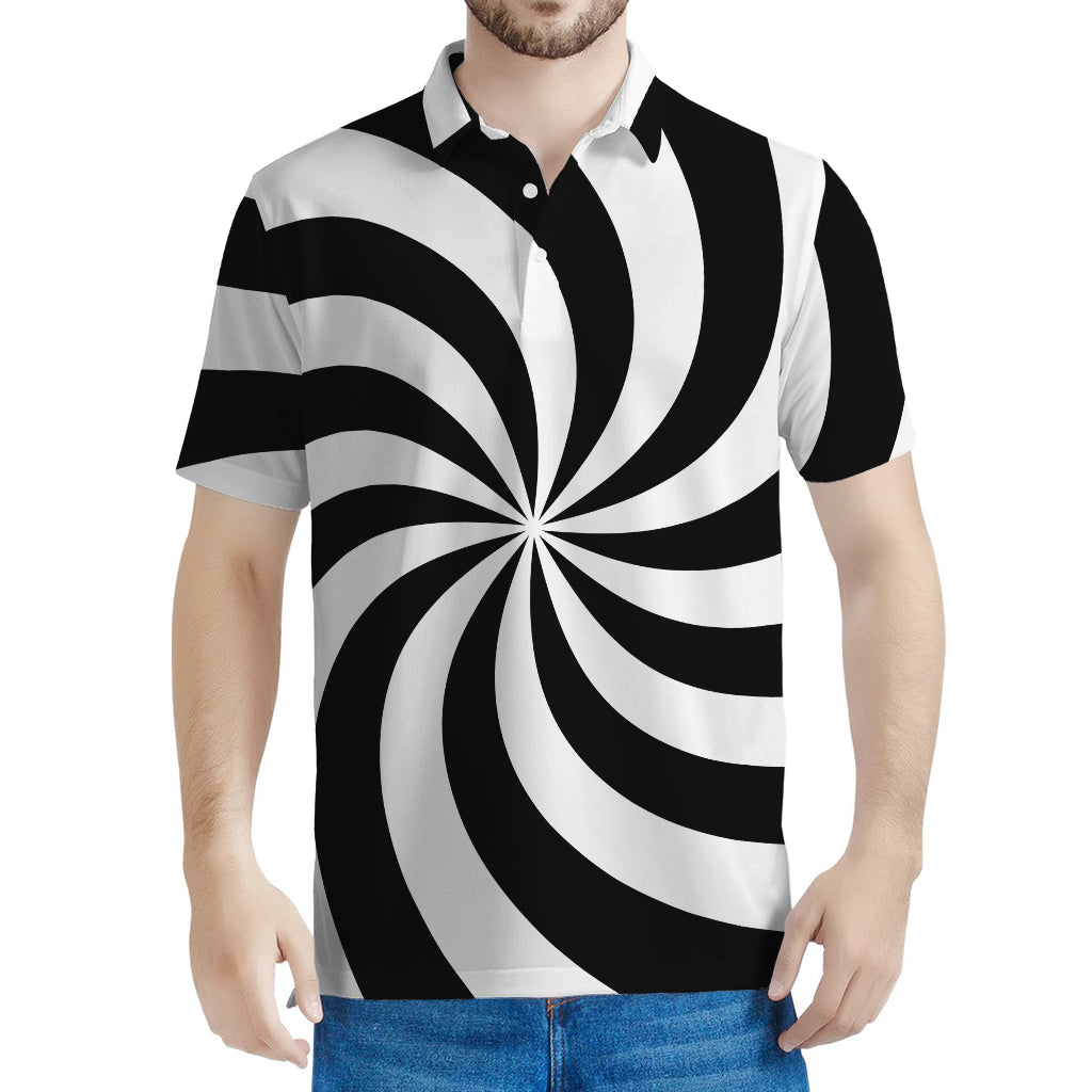 Swirl Optical Illusion Print Men's Polo Shirt