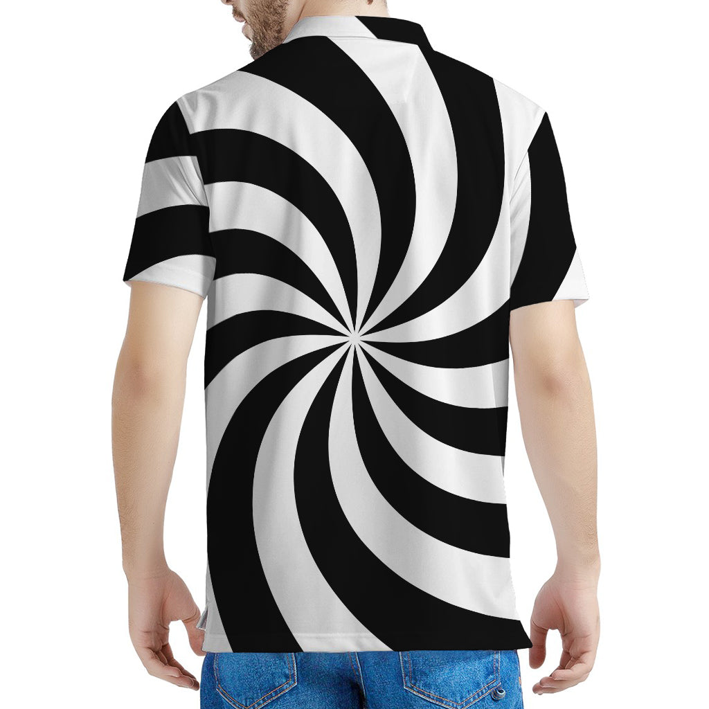 Swirl Optical Illusion Print Men's Polo Shirt