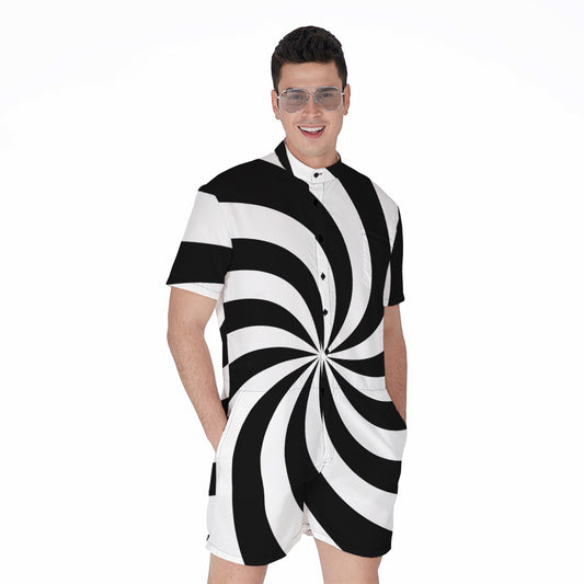Swirl Optical Illusion Print Men's Rompers