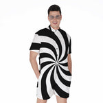 Swirl Optical Illusion Print Men's Rompers