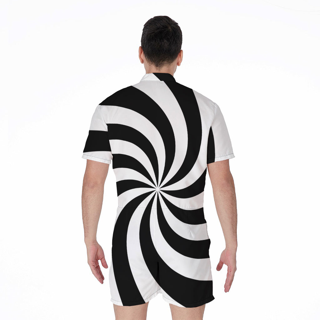 Swirl Optical Illusion Print Men's Rompers