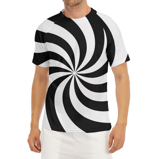 Swirl Optical Illusion Print Men's Short Sleeve Rash Guard