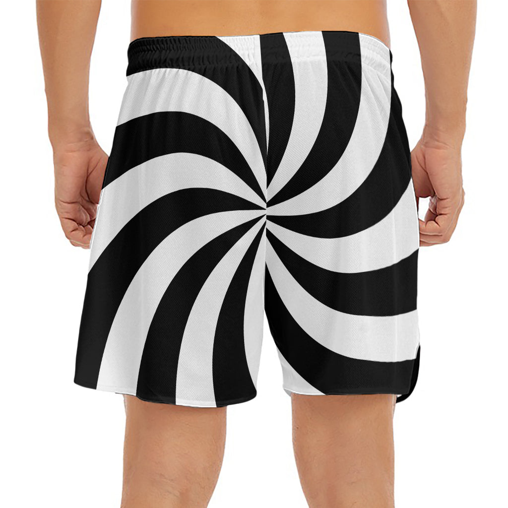 Swirl Optical Illusion Print Men's Split Running Shorts
