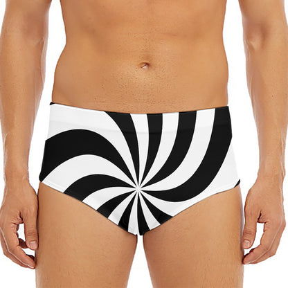 Swirl Optical Illusion Print Men's Triangle Swim Briefs