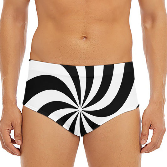 Swirl Optical Illusion Print Men's Triangle Swim Briefs