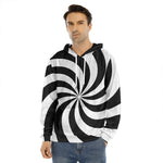Swirl Optical Illusion Print Men's Velvet Pullover Hoodie