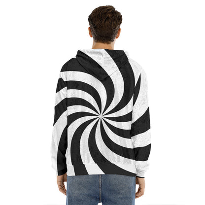 Swirl Optical Illusion Print Men's Velvet Pullover Hoodie