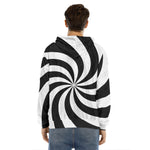 Swirl Optical Illusion Print Men's Velvet Pullover Hoodie