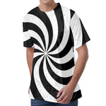 Swirl Optical Illusion Print Men's Velvet T-Shirt