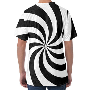 Swirl Optical Illusion Print Men's Velvet T-Shirt