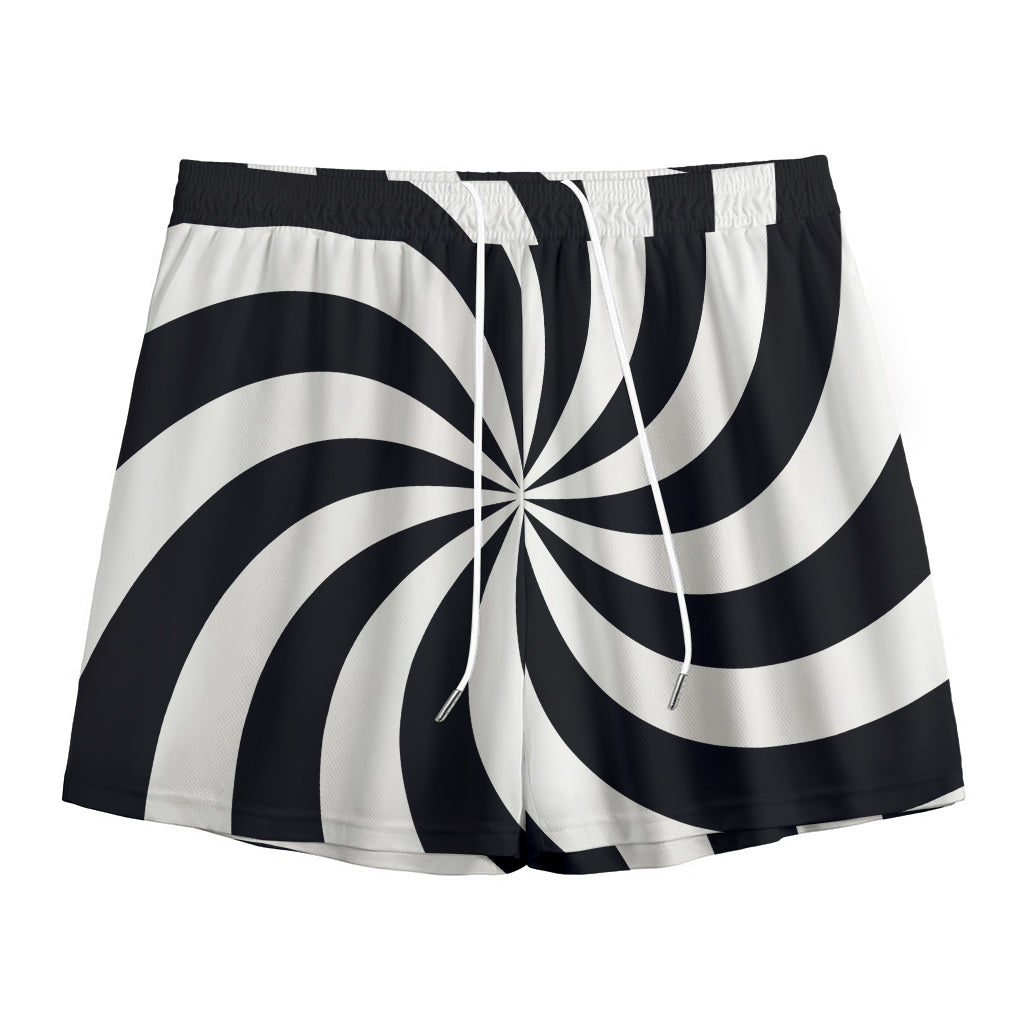 Swirl Optical Illusion Print Mesh Shorts